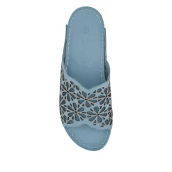 Breathable Cushioned Leather Mules - Denim