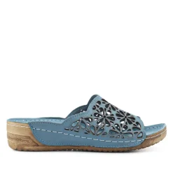 Breathable Cushioned Leather Mules - Denim
