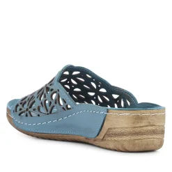 Breathable Cushioned Leather Mules - Denim