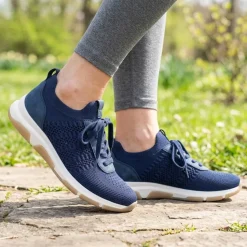 Breathable Lace Up Sporty Trainers - Navy
