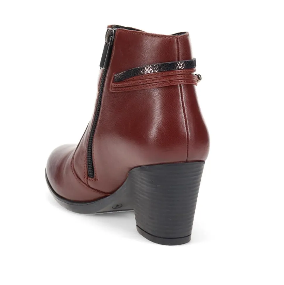 Breathable Leather Ankle Boots - Burgundy