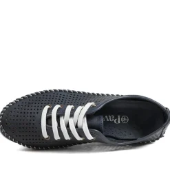 Breathable Leather Lace Up Shoes - Navy