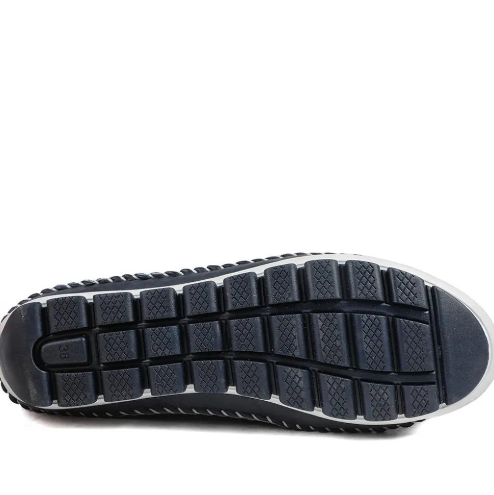 Breathable Leather Lace Up Shoes - Navy