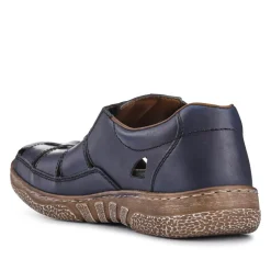 Breathable Leather Touch-Fasten Shoes - Navy