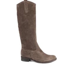 Brook Extra Slim Fit Calf Leather Rider Boots - Chocolate Suede