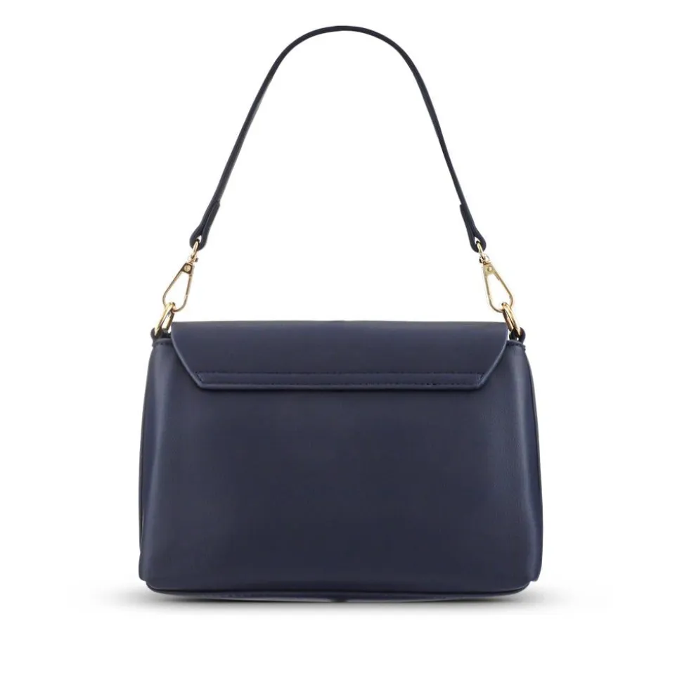 Buckle-Closure Handbag - Navy