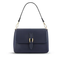 Buckle-Closure Handbag - Navy