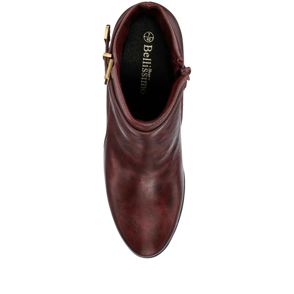 Buckled Ankle Boots - Burgundy