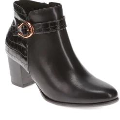 Buckled Block-Heeled Ankle Boots - Black