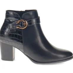 Buckled Block-Heeled Ankle Boots - Black