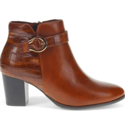 Buckled Block-Heeled Ankle Boots - Tan