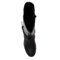 Buckled Calf-Length Boots - Black