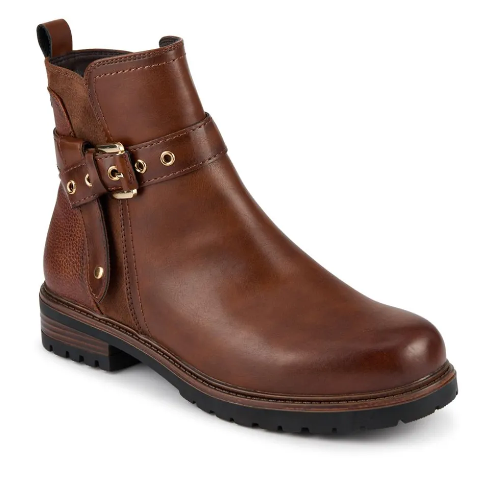 Buckle-Detail Ankle Boots - Tan