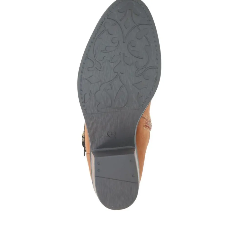 Buckle-Detailed Ankle Boots - Tan