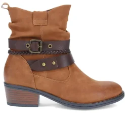 Buckle-Detailed Ankle Boots - Tan