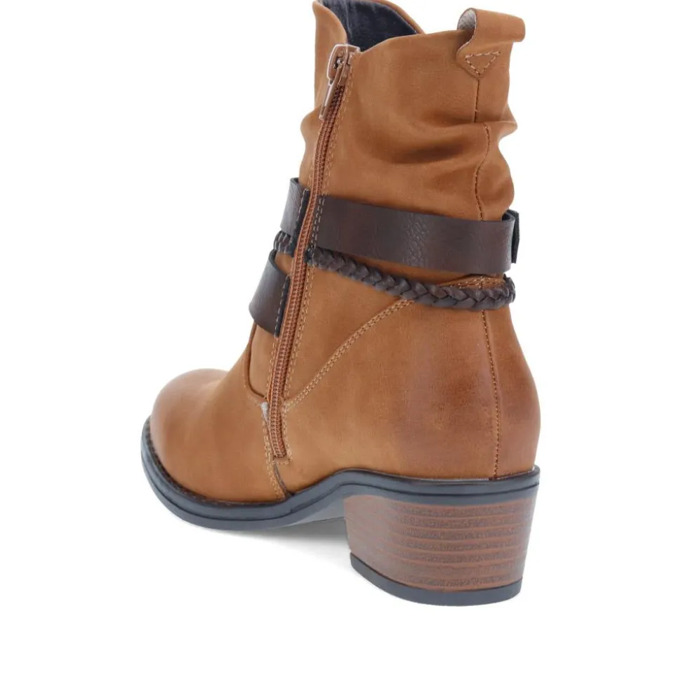 Buckle-Detailed Ankle Boots - Tan
