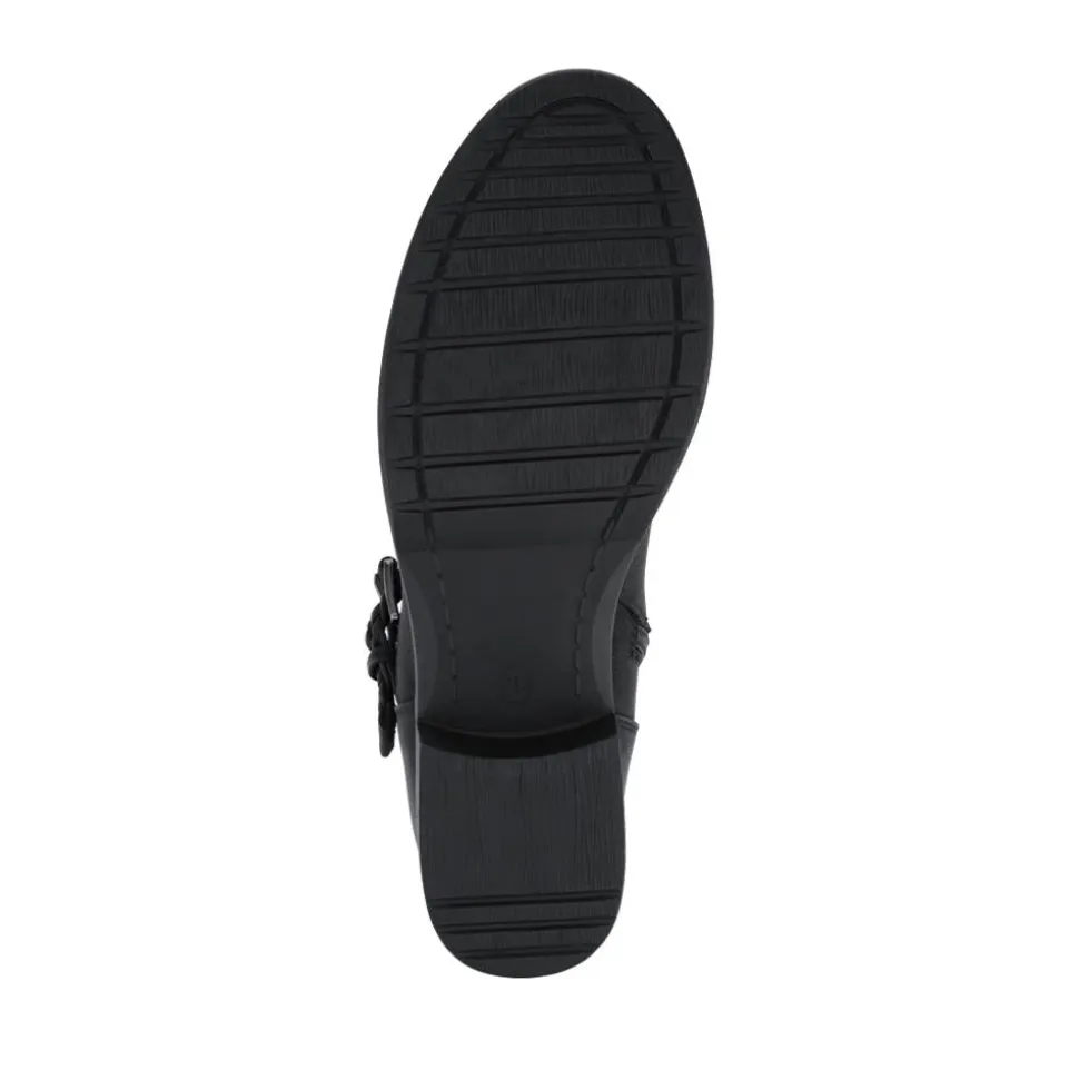 Buckle-Detailed Calf Length Boots - Black