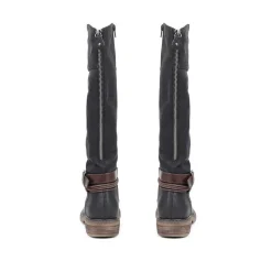 Buckle-Detailed Knee-High Boots - Black