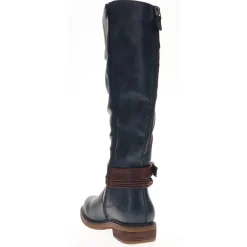 Buckle-Detailed Knee-High Boots - Navy