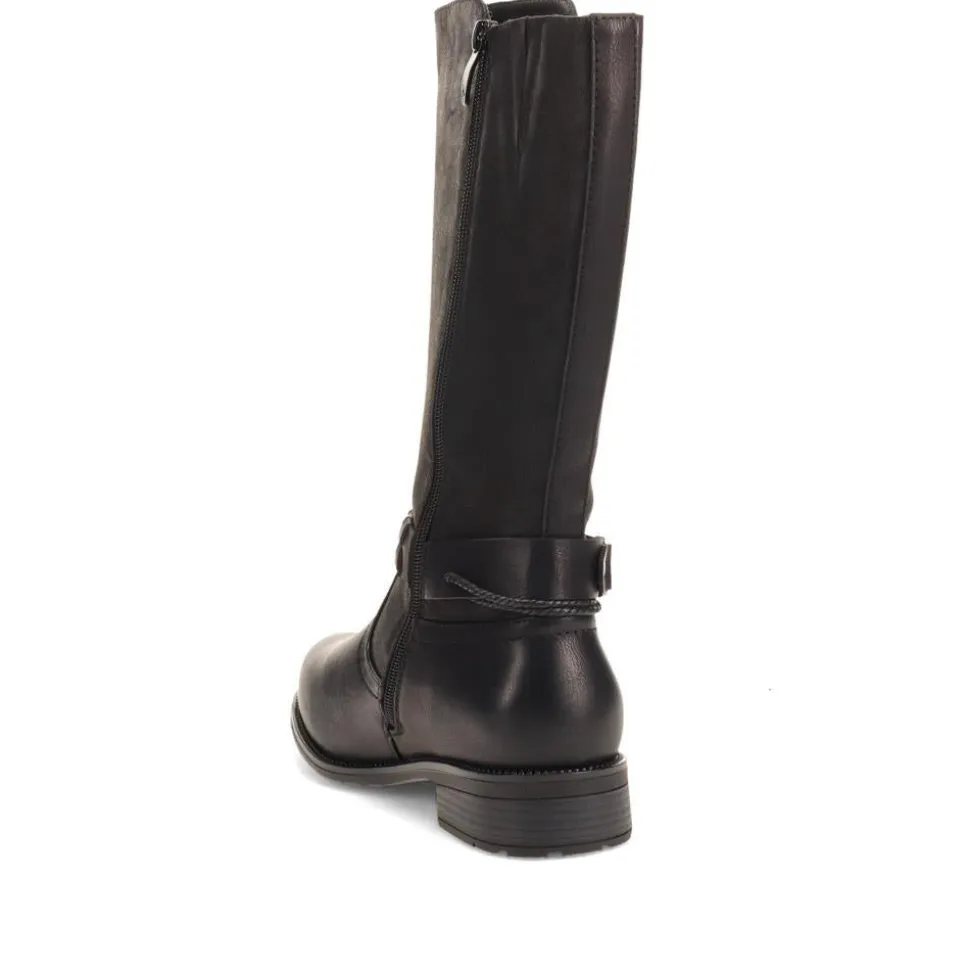 Buckle-Detailed Long Boots - Black