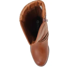 Buckle-Detailed Slouch Long Boots - Light Brown