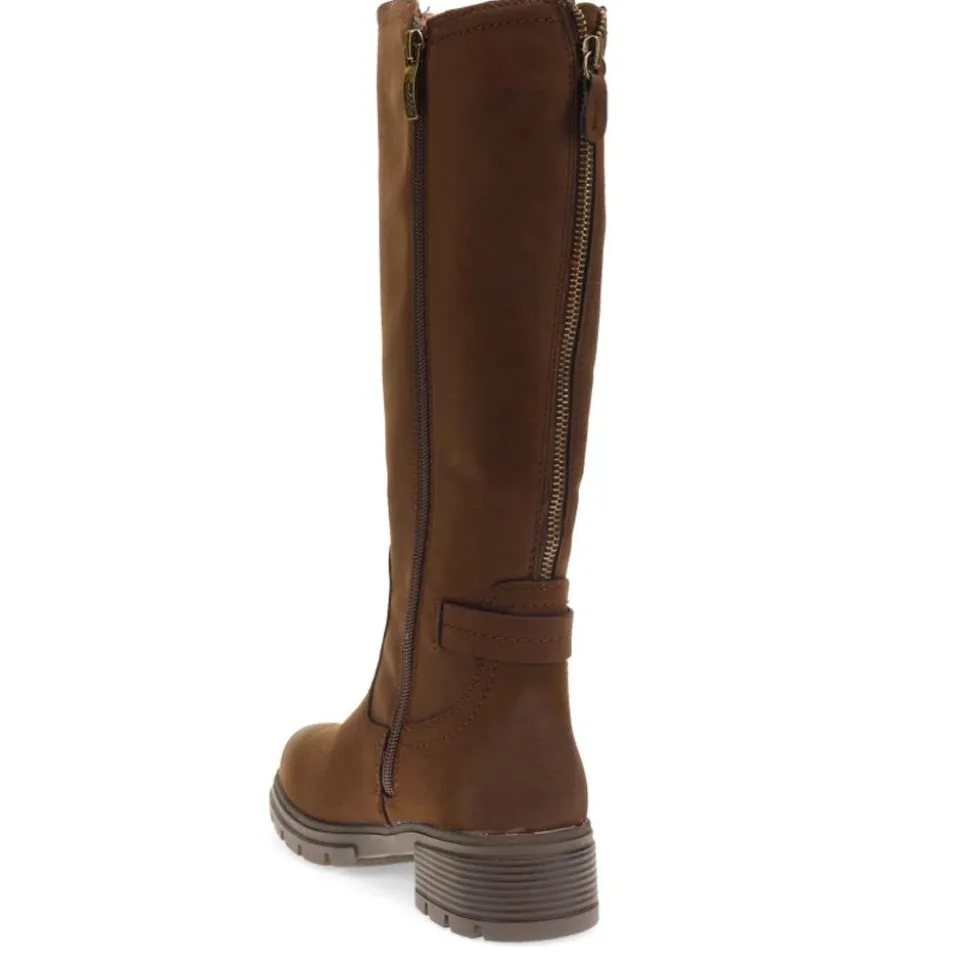 Buckle Detail Long Boots - Dark Brown