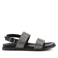 Buckled Slingback Sandals - Black