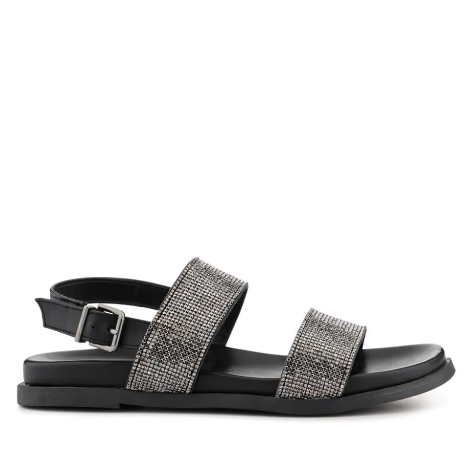 Buckled Slingback Sandals - Black