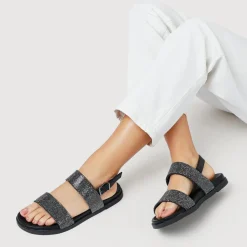 Buckled Slingback Sandals - Black
