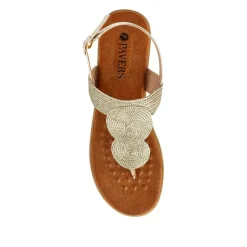 Buckled Toe Post Sandals - Gold