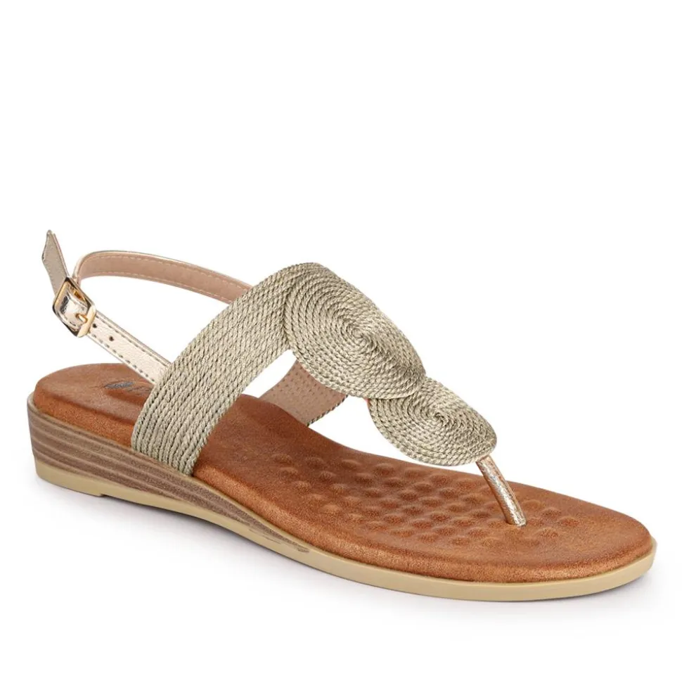 Buckled Toe Post Sandals - Gold