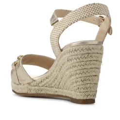 Buckled Wedge-Heel Espadrilles - Gold