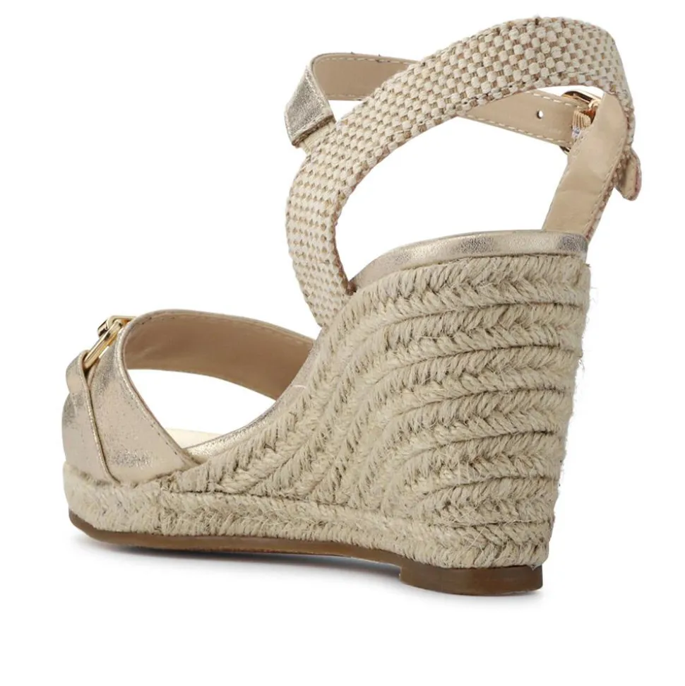 Buckled Wedge-Heel Espadrilles - Gold
