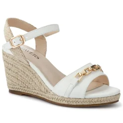 Buckled Wedge-Heel Espadrilles - White