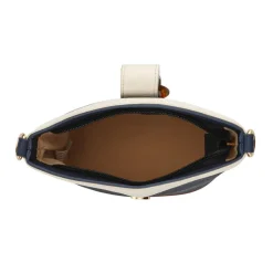 Buckle-Fasten Cross-Body Bag - Navy Tan