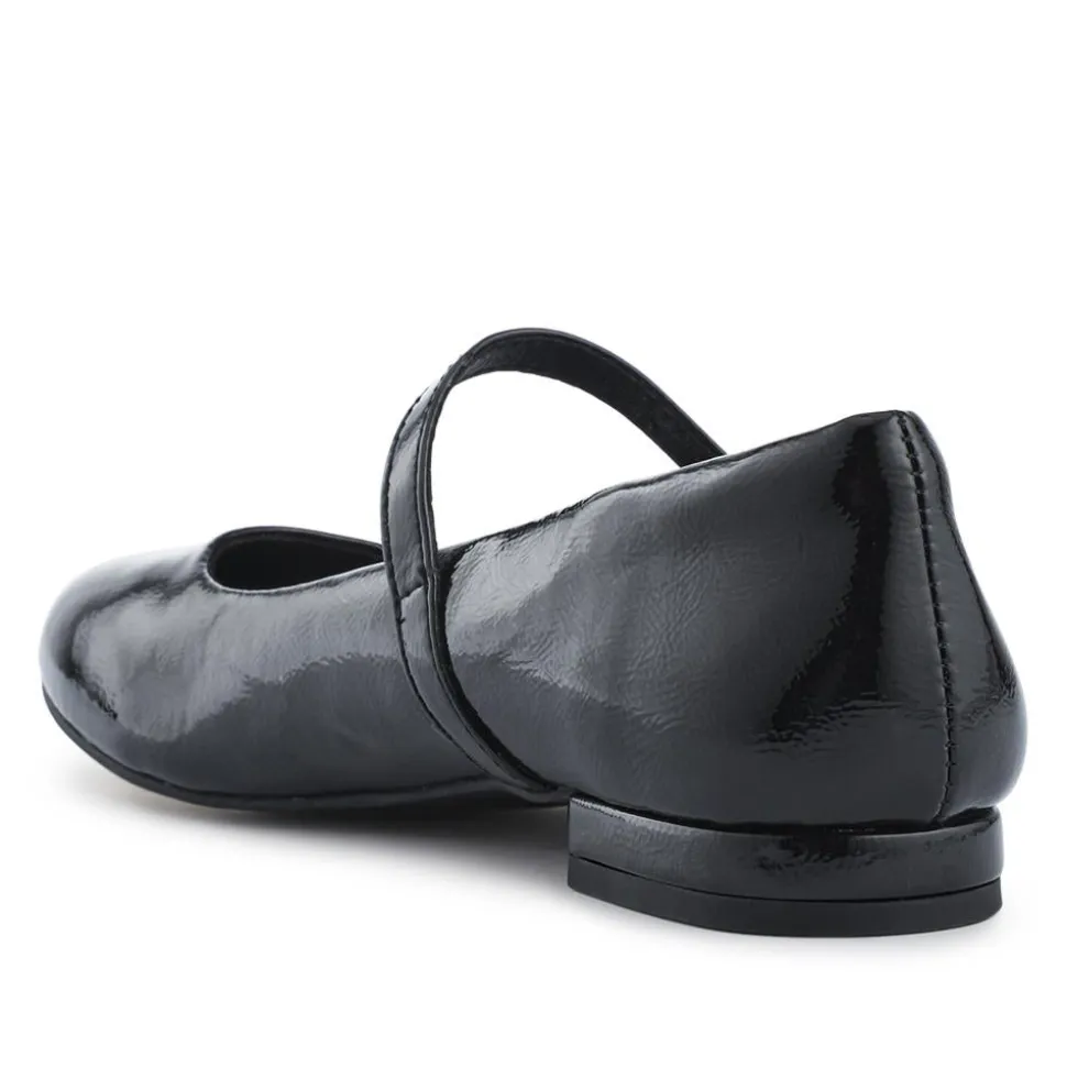 Buckle Fastening Mary Jane Ballet Pumps - Black Patent