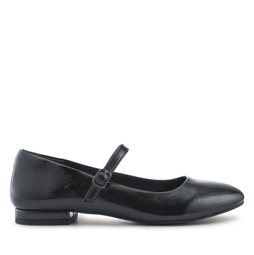 Buckle Fastening Mary Jane Ballet Pumps - Black Patent