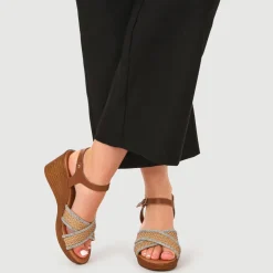 Buckle-Fastening Wedge Espadrilles - Beige