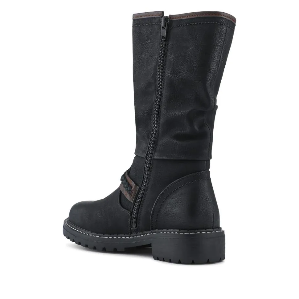 Buckle Mid Calf Boots - Black
