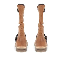 Buckle Mid Calf Boots - Tan