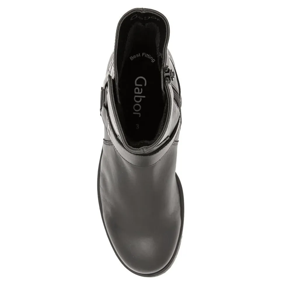 Buford Chunky Leather Ankle Boots - Black