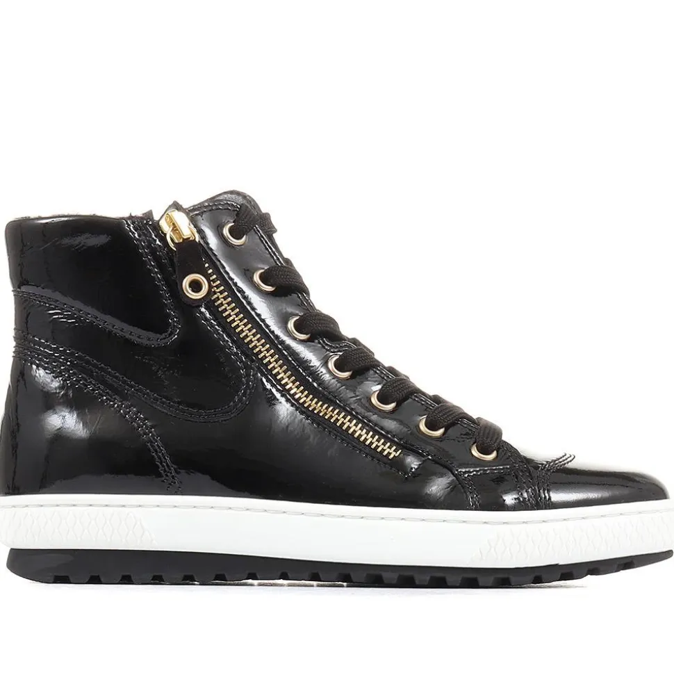 Bulner High Top Leather Trainers - Black Patent