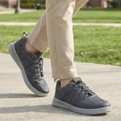 Bungee-Laced Memory Foam Shoes - Grey