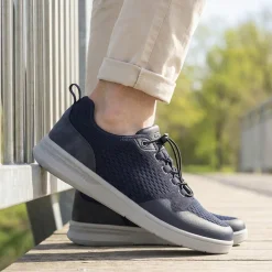 Bungee-Laced Memory Foam Shoes - Navy