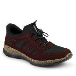Bungee Lace Slip On Trainers - Burgundy