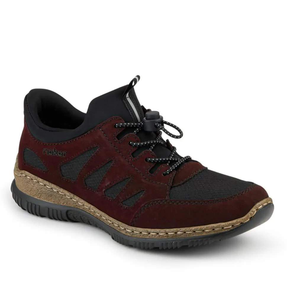 Bungee Lace Slip On Trainers - Burgundy