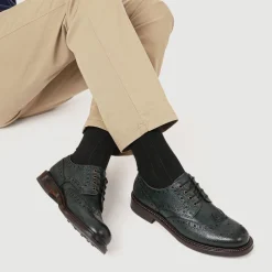 Bushwick1 Goodyear Welted Leather Brogues - Green Grain