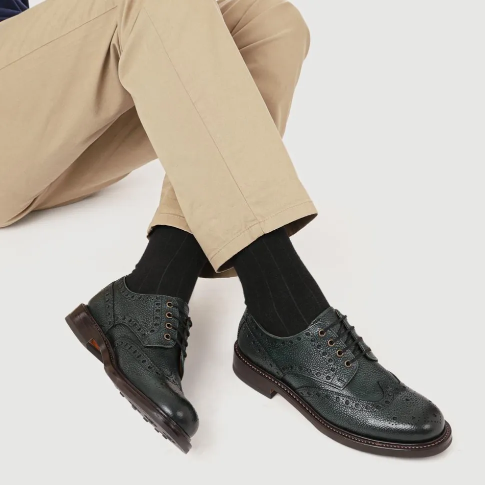 Bushwick1 Goodyear Welted Leather Brogues - Green Grain