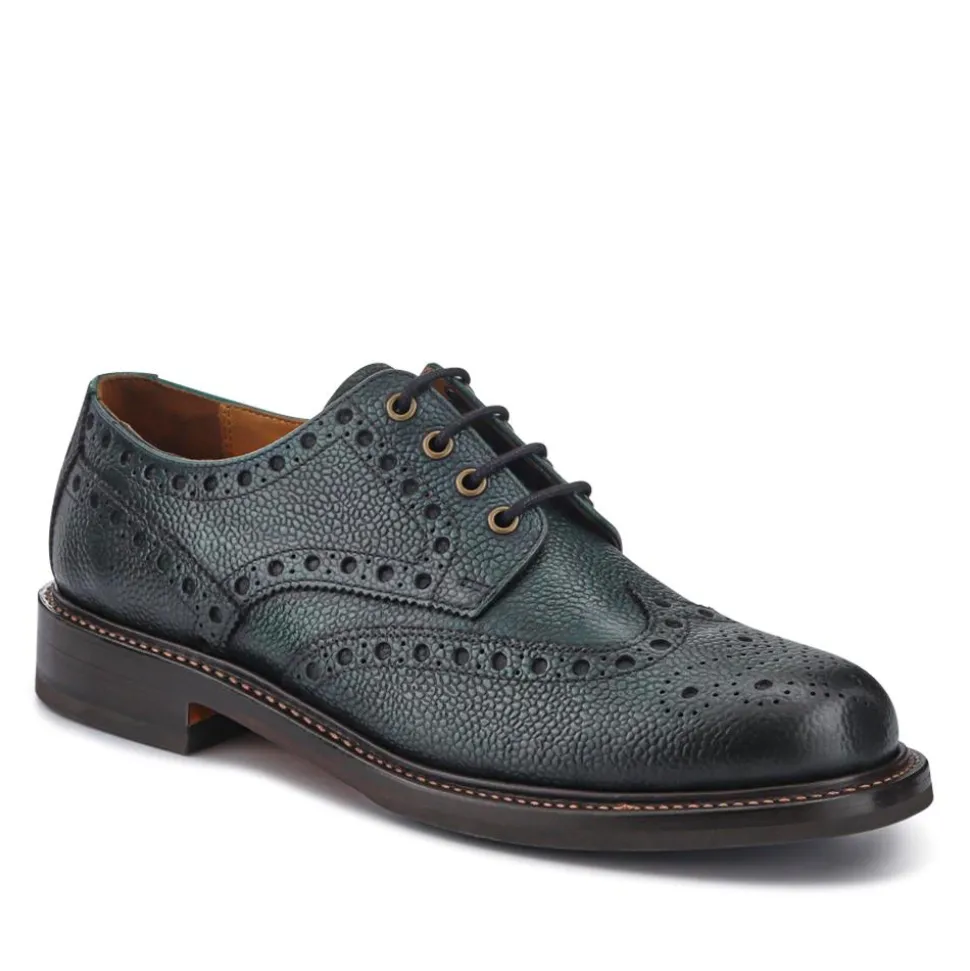 Bushwick1 Goodyear Welted Leather Brogues - Green Grain