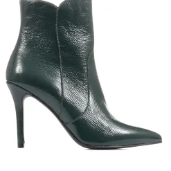 Cadence Heeled Leather Ankle Boots - Green